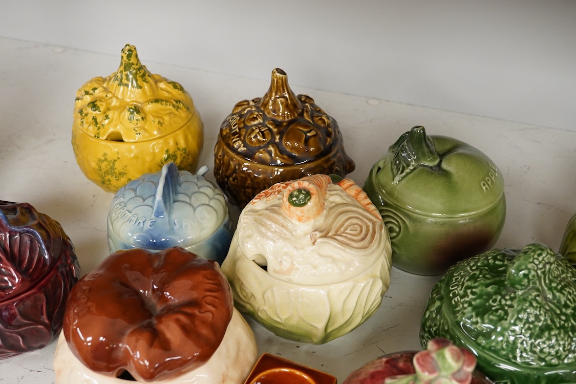 A collection of eighteen Sylvac vegetable pots and table accessories, largest 15cm high